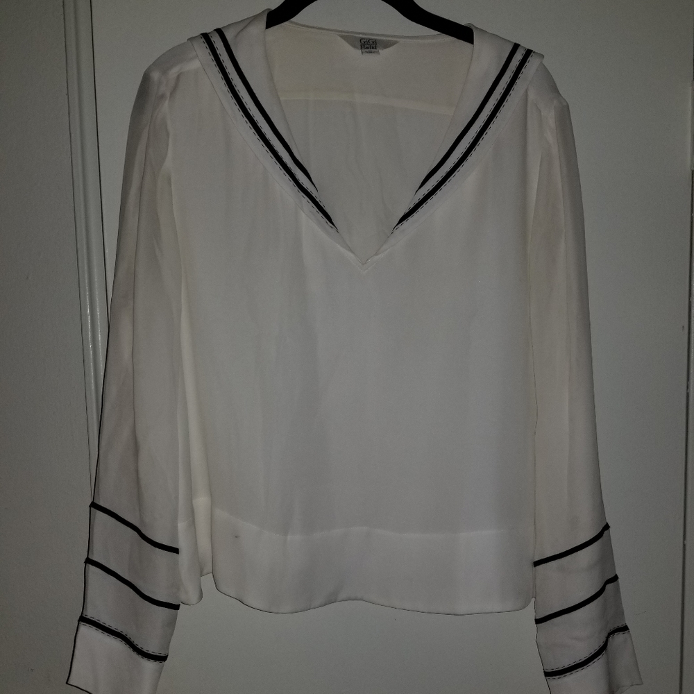 Tommy Hilfiger x Gigi Hadid Silk Sailor Top Blouse